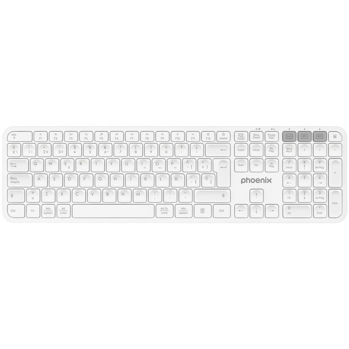 Bluetooth Keyboard Phoenix K300 White Spanish Qwerty-0
