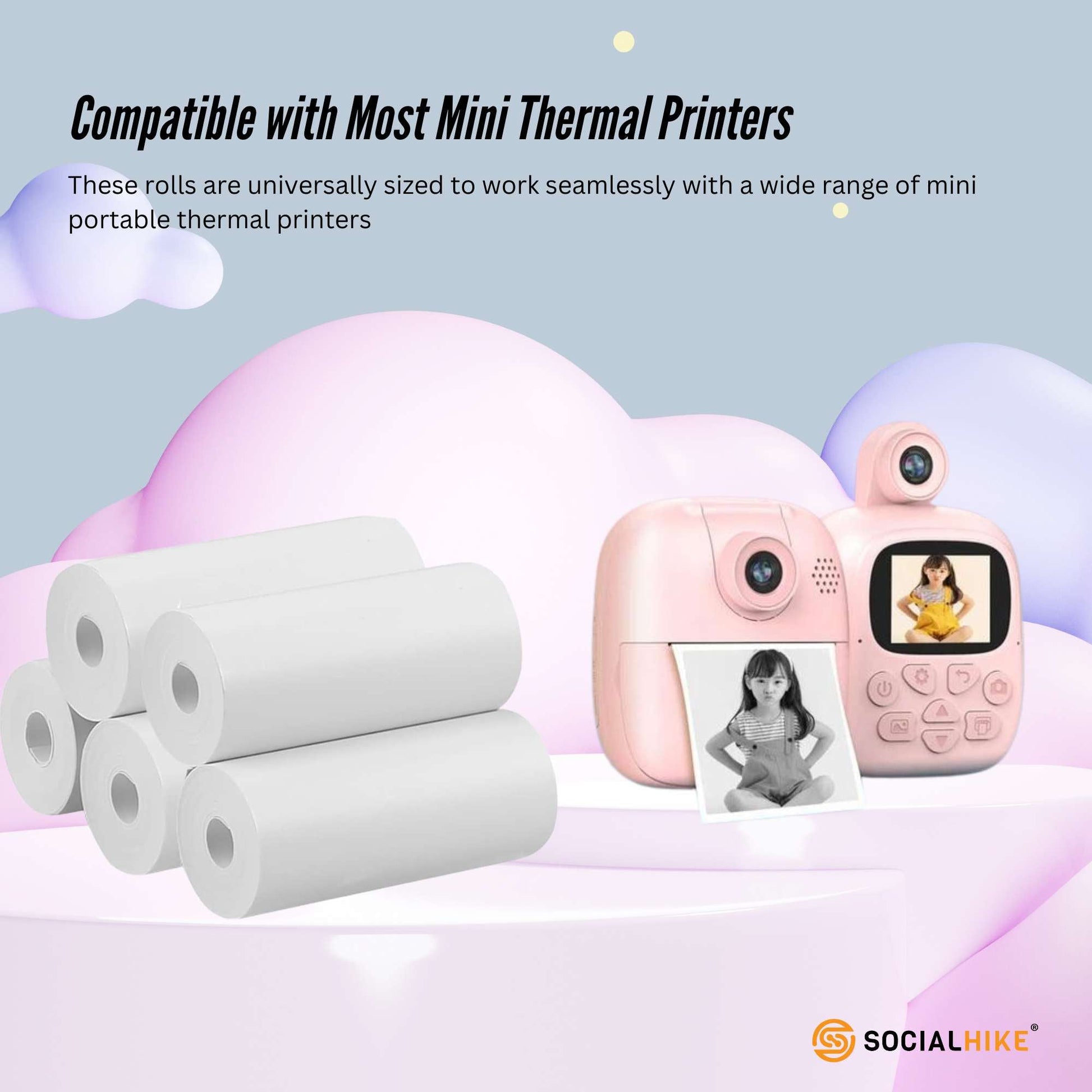 Social Hike Thermal Paper Camera Rolls - Instant Print Printer Refill-1